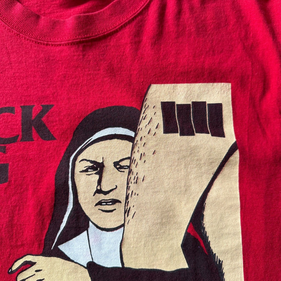 Vintage 2000s Y2K Black Flag Slip It In Nun Punk Band SST T-Shirt Small Red - Picture 4 of 5
